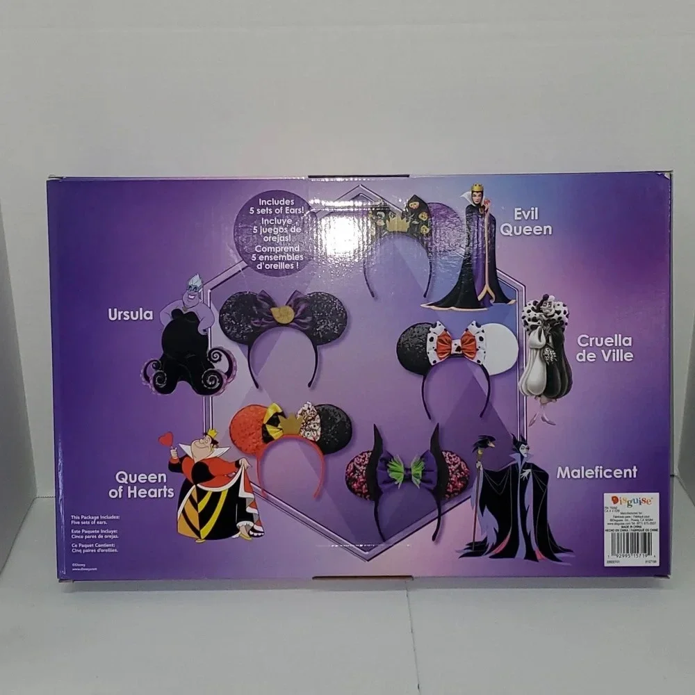 Exclusive 100th Anniversary Disney Villains 5 Piece Headband Ear Set NWT